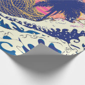 Die große Welle von Kanagawa und Palmen Geschenkpapier (Ecke)