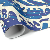 Die große Welle von Kanagawa und Palmen Geschenkpapier (Rolleneckpunkt)