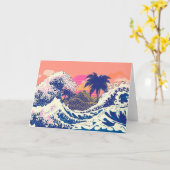 Die große Welle von Kanagawa und Palmen Karte (Gelbe Blume)