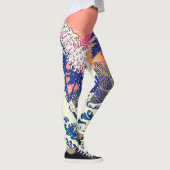 Die große Welle von Kanagawa und Palmen Leggings (Rechts)