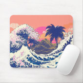 Die große Welle von Kanagawa und Palmen Mousepad (Mit Mouse)