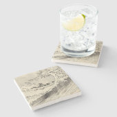 Die große Welle (von Katsushika Hokusai) Steinuntersetzer (Seitenansicht)