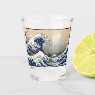 Die große Welle vor Kanagawa & Berg Fuji Japanisch Schnapsglas