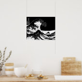 Die große Welle vor Kanagawa Black and White Poster (Küche)