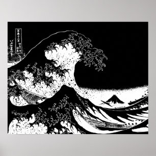 Die große Welle vor Kanagawa Black and White Poster