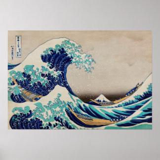 Die große Welle vor Kanagawa, dem japanischen Holz Poster