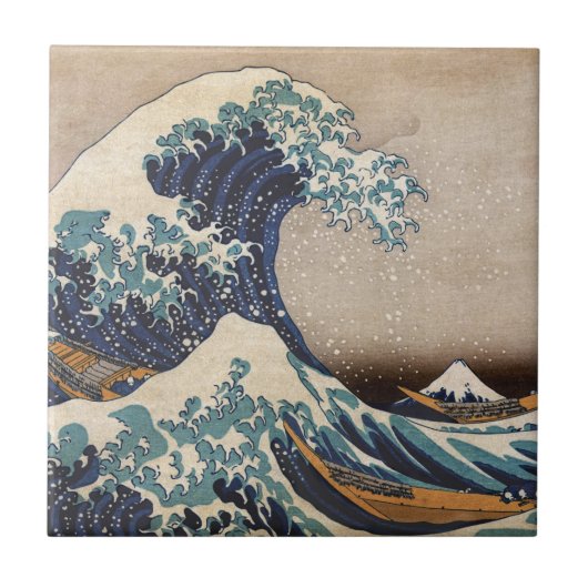 Die große Welle vor Kanagawa Fliese (Vorderseite)