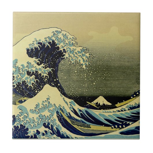Die große Welle vor Kanagawa Fliese (Vorderseite)