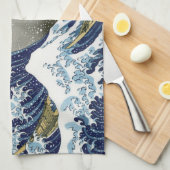 Die große Welle vor Kanagawa Geschirrtuch (Viertel Falte)