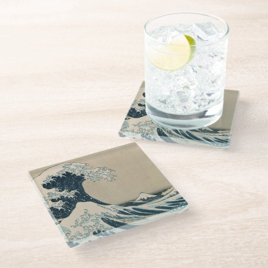 Die große Welle vor Kanagawa Glasuntersetzer (Schrägansicht)