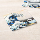 Die große Welle vor Kanagawa, Hokusai Rechteckiger Pappuntersetzer (angewinkelt)