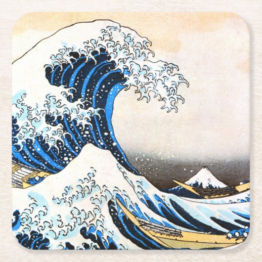 Die große Welle vor Kanagawa, Hokusai Rechteckiger Pappuntersetzer (Vorderseite)