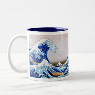 Die große Welle vor Kanagawa, Hokusai Zweifarbige Tasse