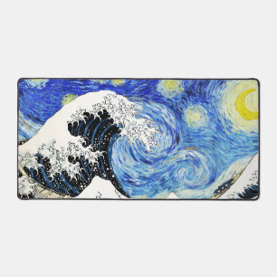 Die große Welle vor Kanagawa in Sternennacht Schreibtischunterlage