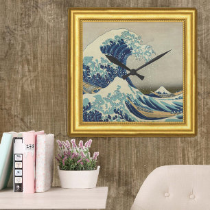 Die große Welle vor Kanagawa, Japan, gerahmt Quadratische Wanduhr
