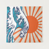 Die große Welle vor Kanagawa, japanisches Wellenpo Wandteppich (Vorderseite (Horizontal))