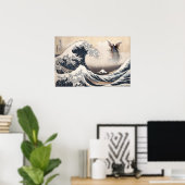 Die große Welle vor Kanagawa mit der Mondfee Poster (Heimbüro)