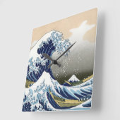 Die große Welle vor Kanagawa Quadratische Wanduhr (Winkel)