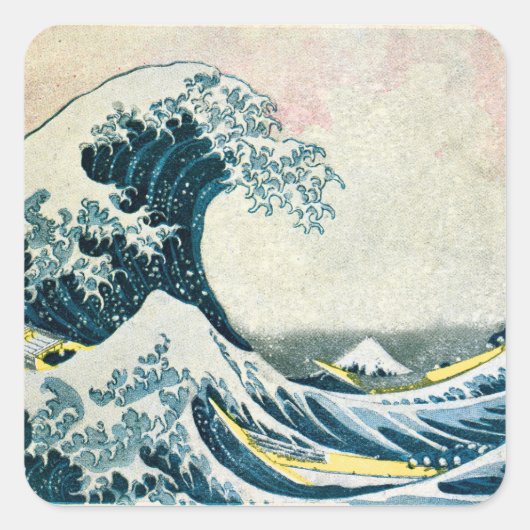 Die große Welle vor Kanagawa Quadratischer Aufkleber (Vorderseite)