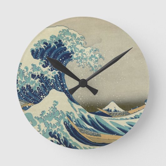 Die große Welle vor Kanagawa Runde Wanduhr (Vorderseite)