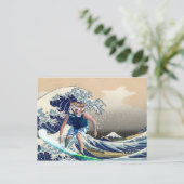 Die große Welle vor Kanagawa Tiger Surfer Postkarte (Stehend Vorderseite)