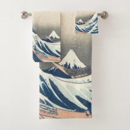 Die große Welle vor Kanagawa Ukiyo-e Japanisch Badhandtuch Set