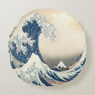 Die große Welle vor Kanagawa Ukiyo-e Japanisch Rundes Kissen