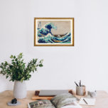 Die große Welle vor Kanagawa Vintage Darstellung Poster<br><div class="desc">Wählen Sie eine beliebige Größe aus: Wandkunstdruck und Plakatremix aus dem Originalgemälde von Katsushika Hokusai</div>