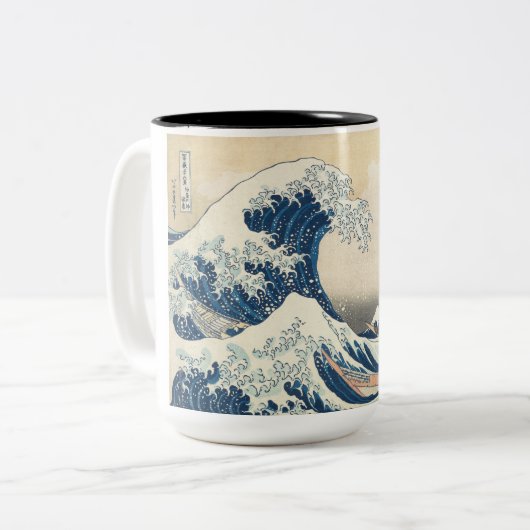 Die große Welle vor Kanagawa Zweifarbige Tasse (Vorderseite Links)