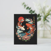 Die große Welle vor Koi-Fischen Postkarte (Stehend Vorderseite)