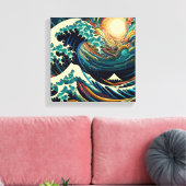 Die Große Welle, Wave off Kanagawa v1 Canvas Print Leinwanddruck (Insitu (Wohnzimmer))