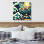 Die Große Welle, Wave off Kanagawa v1 Canvas Print Leinwanddruck (Insitu (Schlafzimmer))
