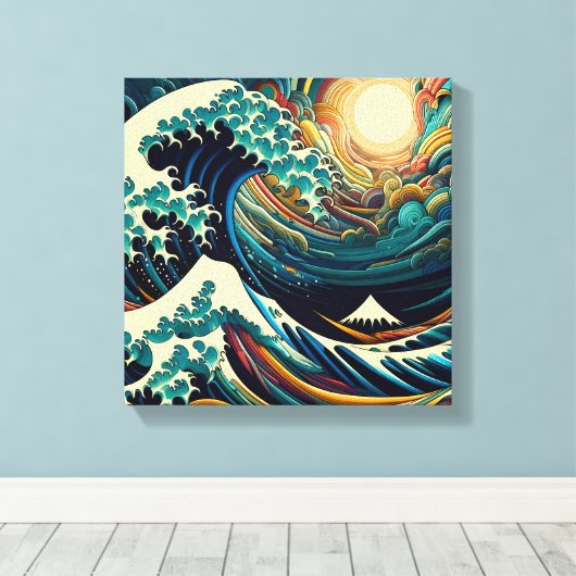 Die Große Welle, Wave off Kanagawa v1 Canvas Print Leinwanddruck (Insitu (Holzboden))