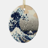 Die große Welle weg von der Bit-Pixel-Kunst Keramikornament (Rechts)
