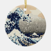 Die große Welle weg von der Bit-Pixel-Kunst Keramikornament (Vorne)