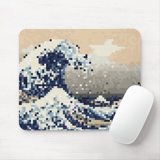 Die große Welle weg von der Bit-Pixel-Kunst Mousepad (Mit Mouse)