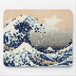 Die große Welle weg von der Bit-Pixel-Kunst Mousepad