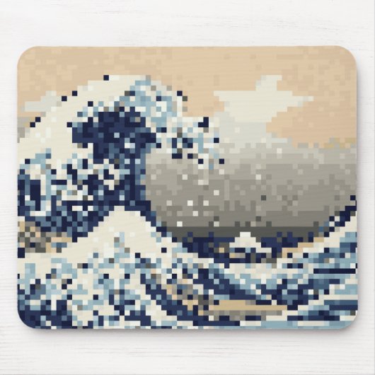 Die große Welle weg von der Bit-Pixel-Kunst Mousepad (Vorne)