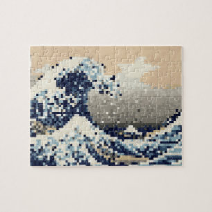 Die große Welle weg von der Bit-Pixel-Kunst Puzzle