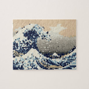 Die große Welle weg von der Bit-Pixel-Kunst Puzzle
