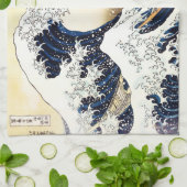 Die große Welle weg von Kanagawa Geschirrtuch (Gefaltet)