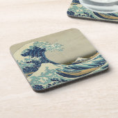 Die große Welle weg von Kanagawa Getränkeuntersetzer (Linke Seite)