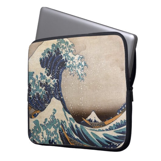 Die große Welle weg von Kanagawa Laptopschutzhülle (Vorderseite Links)