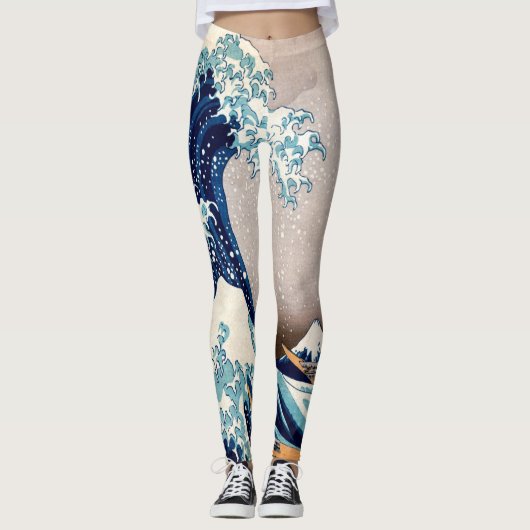 Die große Welle weg von Kanagawa Leggings (Vorderseite)