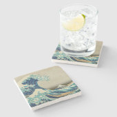 Die große Welle weg von Kanagawa Steinuntersetzer (Seitenansicht)