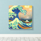 Die Große Welle, Welle von Kanagawa v2 Leinwanddruck (Insitu (Holzboden))