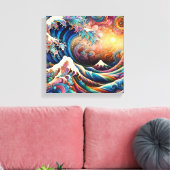 Die große Welle, Welle von Kanagawa v3 Leinwanddruck (Insitu (Wohnzimmer))