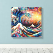 Die große Welle, Welle von Kanagawa v3 Leinwanddruck (Insitu (Holzboden))