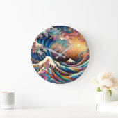 Die große Welle, Welle von Kanagawa v3 Wanduhr (Zuhause)