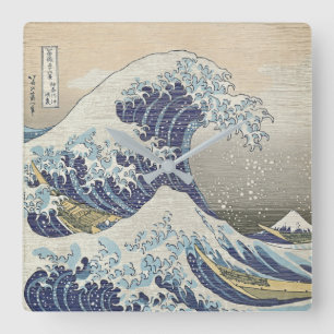 Die Große Welle - Zen-Kunst-Quadratuhr Quadratische Wanduhr